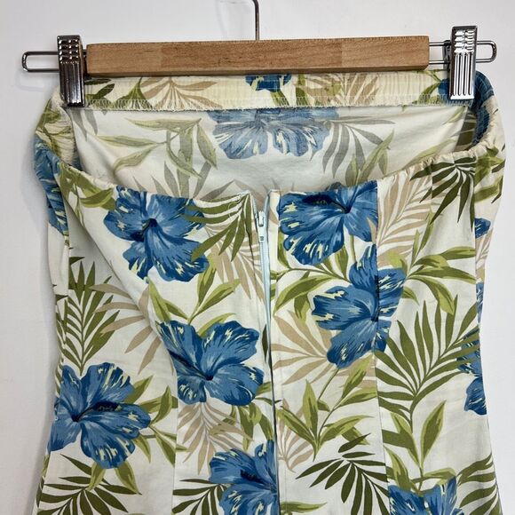 Y2K Peep Studio Juniors Size 3 White Blue Floral Strapless Summer Dress USA VTG - Picture 11 of 14